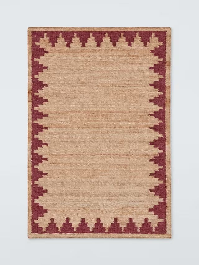 John Lewis Stepped Chevron Rectangular Jute Rug 180 x 120cm - Red/Natural