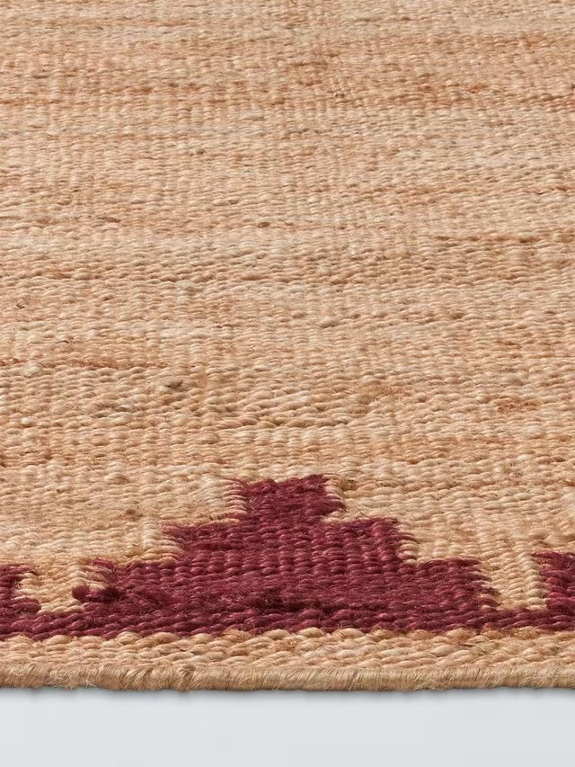 John Lewis Stepped Chevron Rectangular Jute Rug 180 x 120cm - Red/Natural