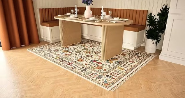 Gooch Luxury Amiri Traditional Wool Rich Rug L230 x W160cm - Ivory/Multi