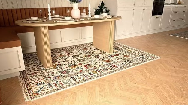Gooch Luxury Amiri Traditional Wool Rich Rug L230 x W160cm - Ivory/Multi