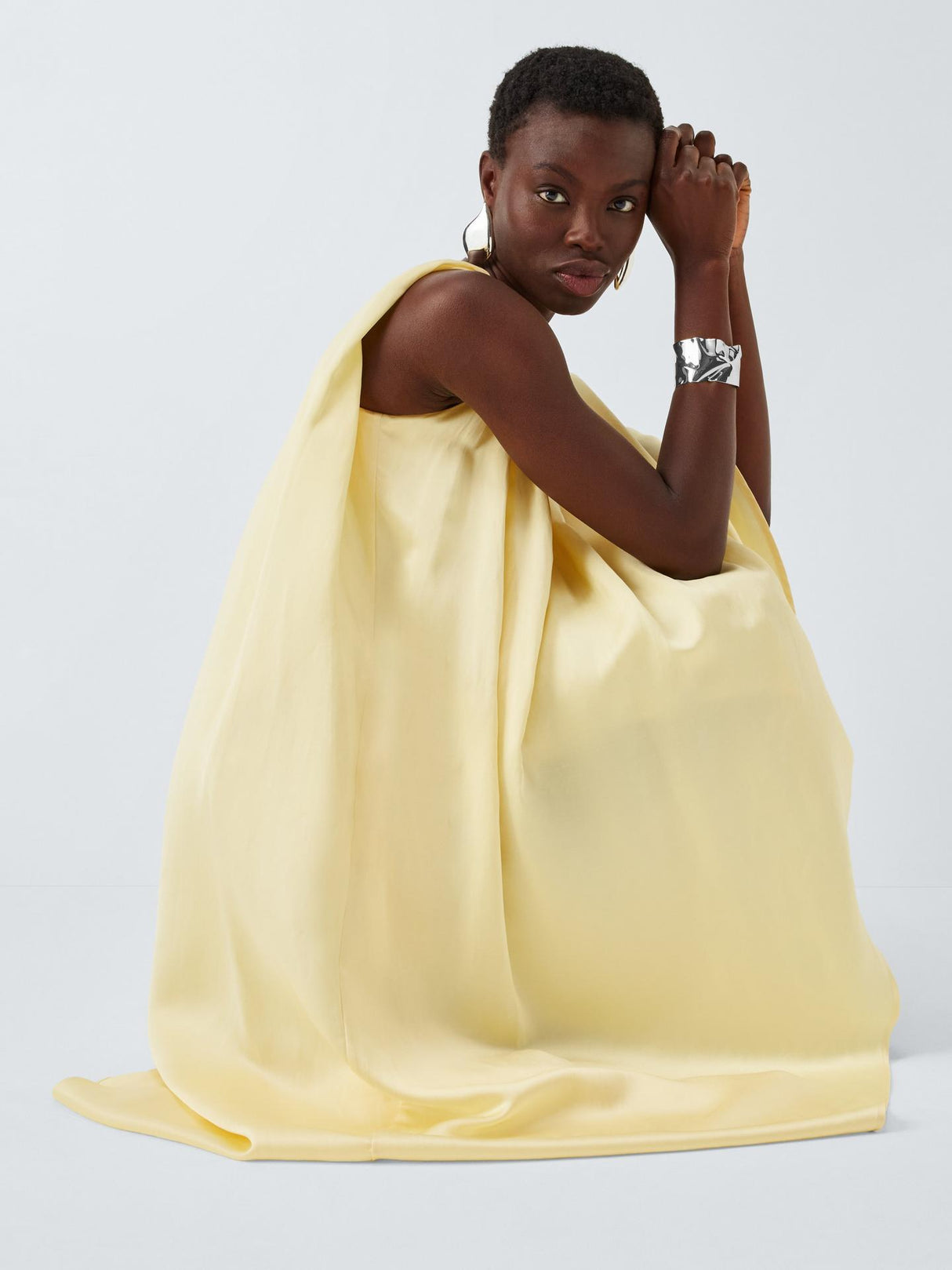 John Lewis Editions Linen Tencel Blend Clasp Detail Maxi Dress Yellow - 14