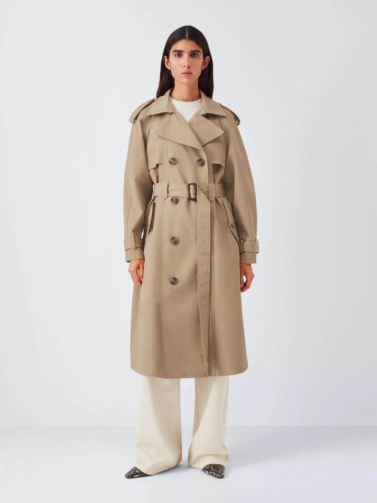 John Lewis Women's Water Repellent Knee Length Trench Coat - Camel - UK 14
