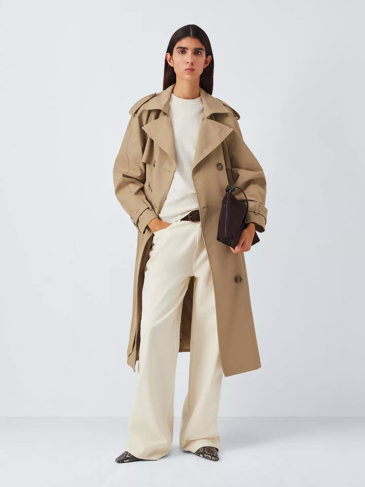 John Lewis Women's Water Repellent Knee Length Trench Coat - Camel - UK 8