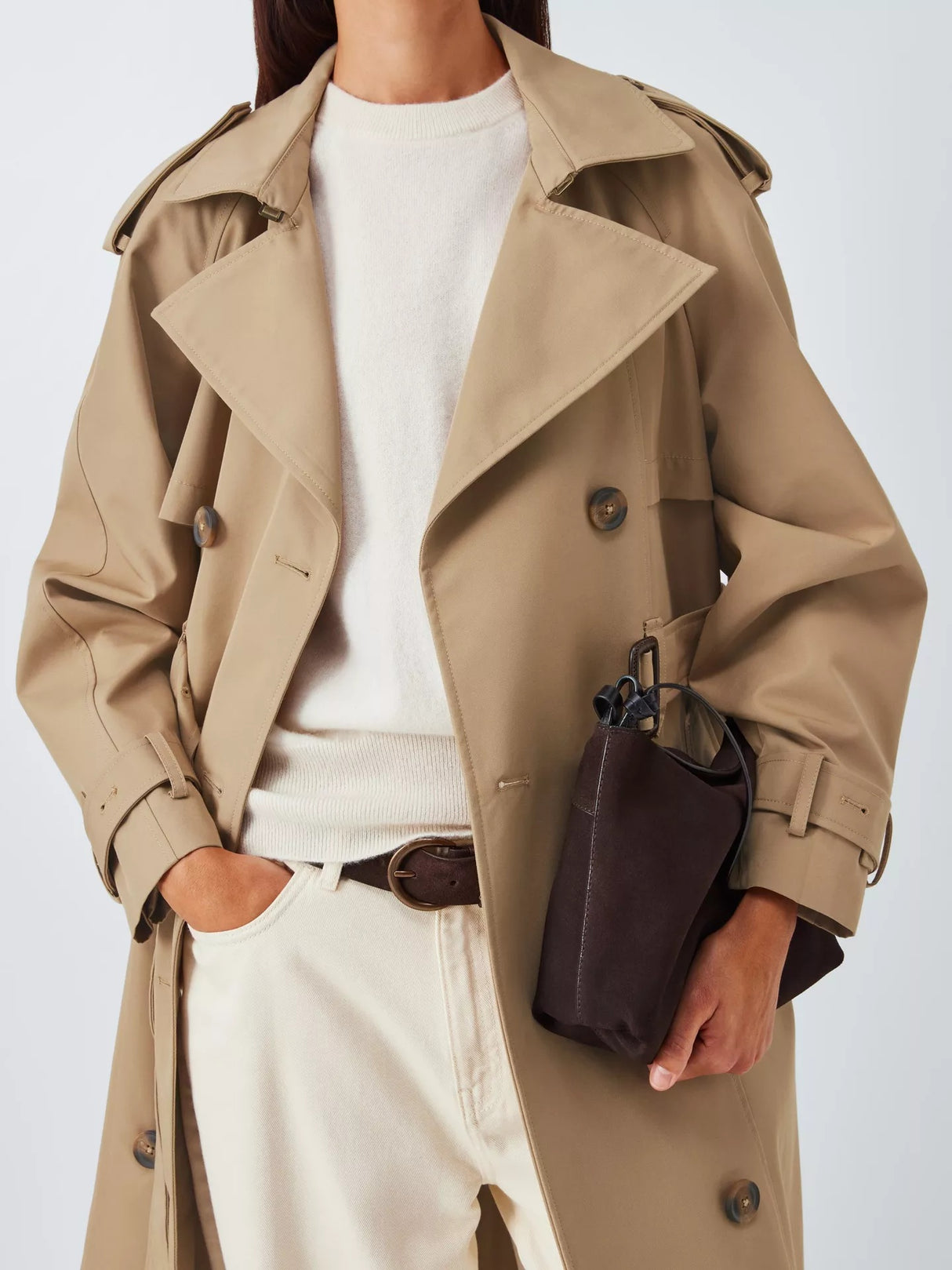 John Lewis Women's Water Repellent Knee Length Trench Coat - Camel - UK 8