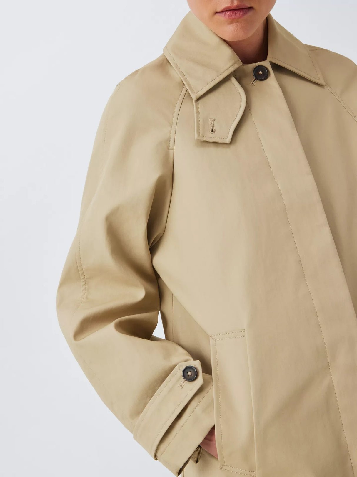 John Lewis Women's Shower Resistant Knee Length Mac Coat - Natural UK 16