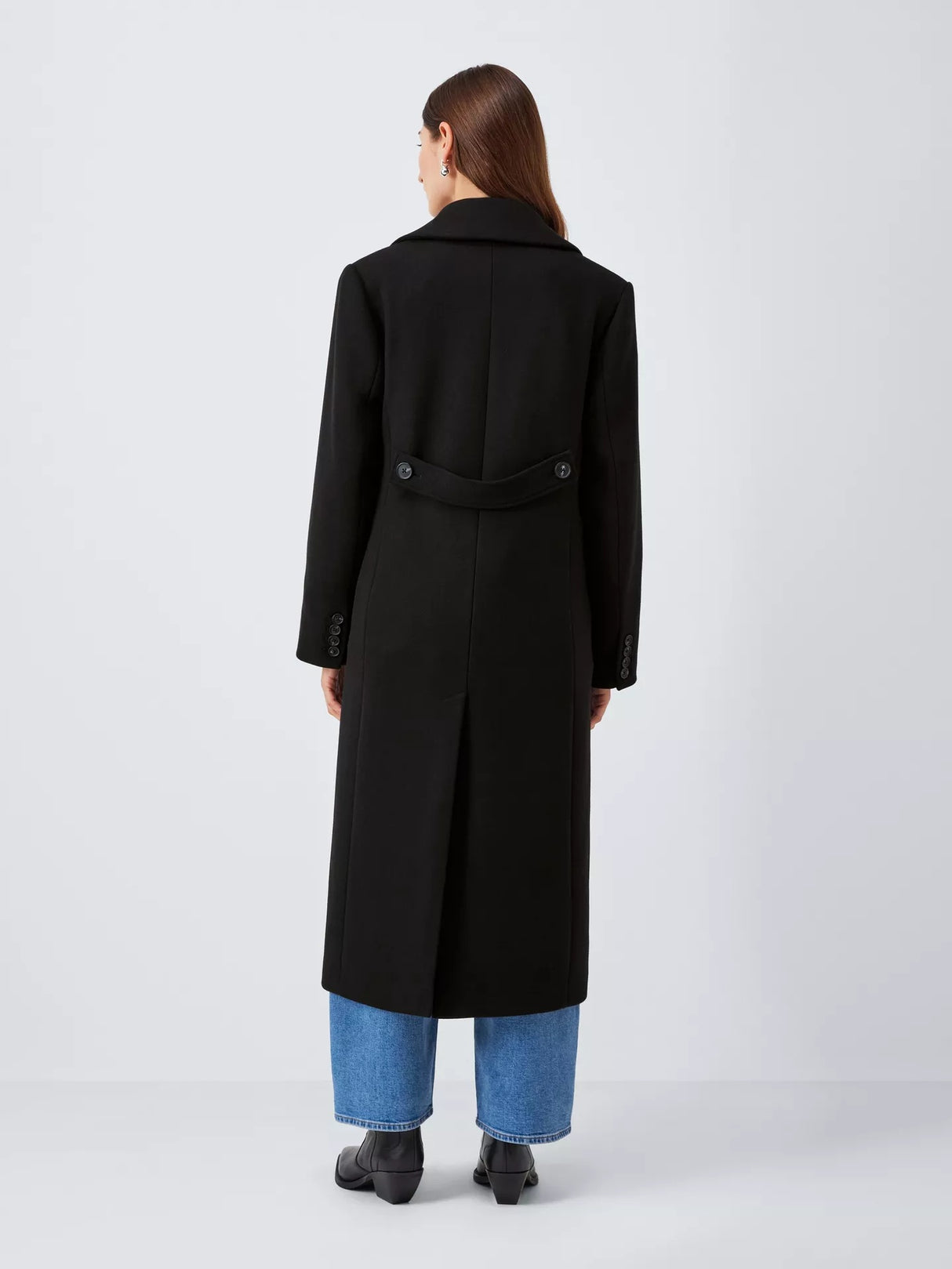 John Lewis Women's Double Breasted Button Wool Blend Coat - Black - UK 12