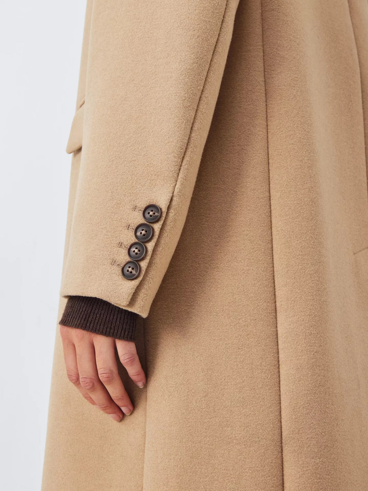 John Lewis Women's Single Breasted Knee Length Wool Blend Coat - Camel UK 12