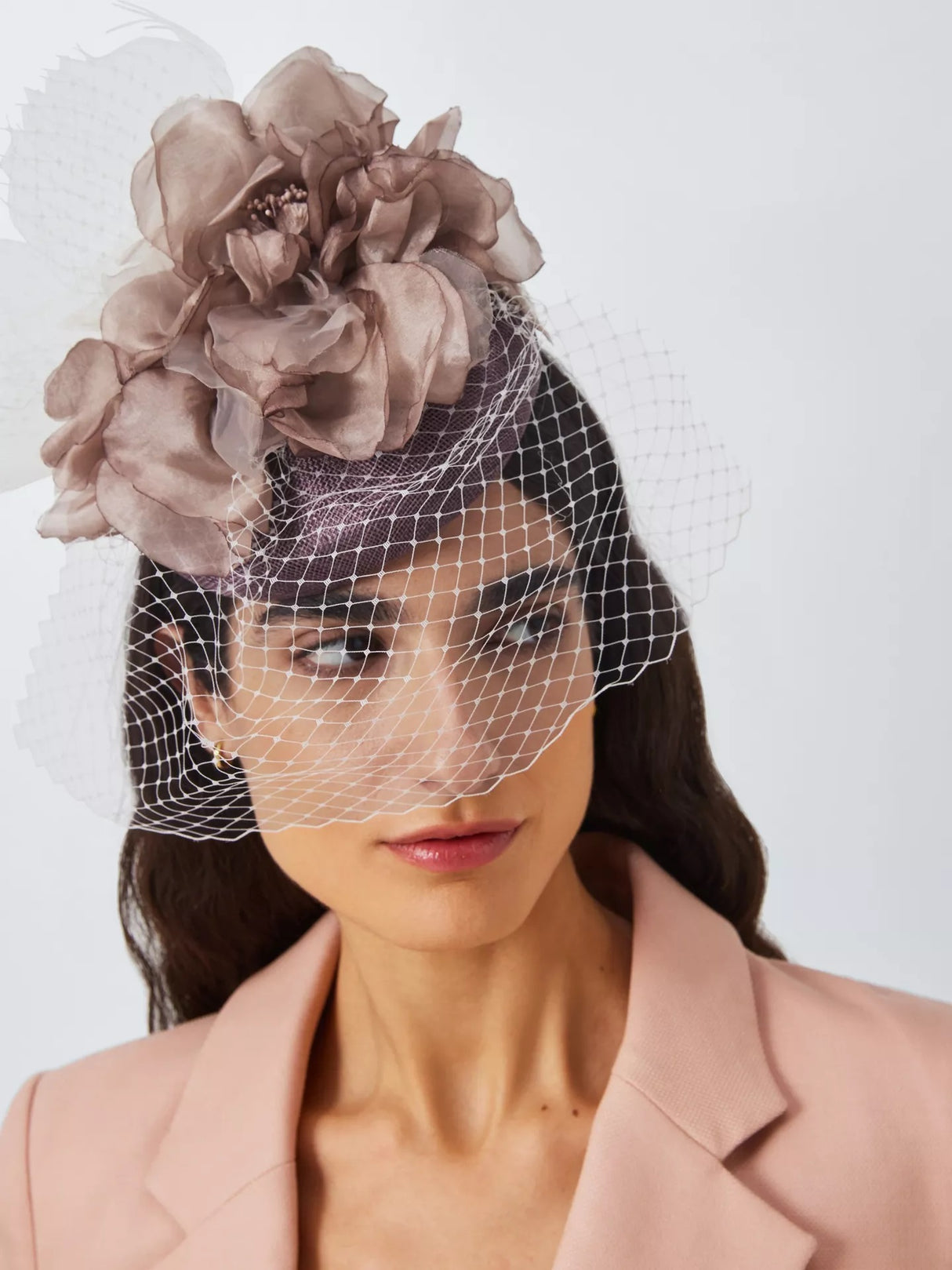 Vixen Women's Corsage Pillbox Net Cover Wedding Ascot Occasion Hat - Brown