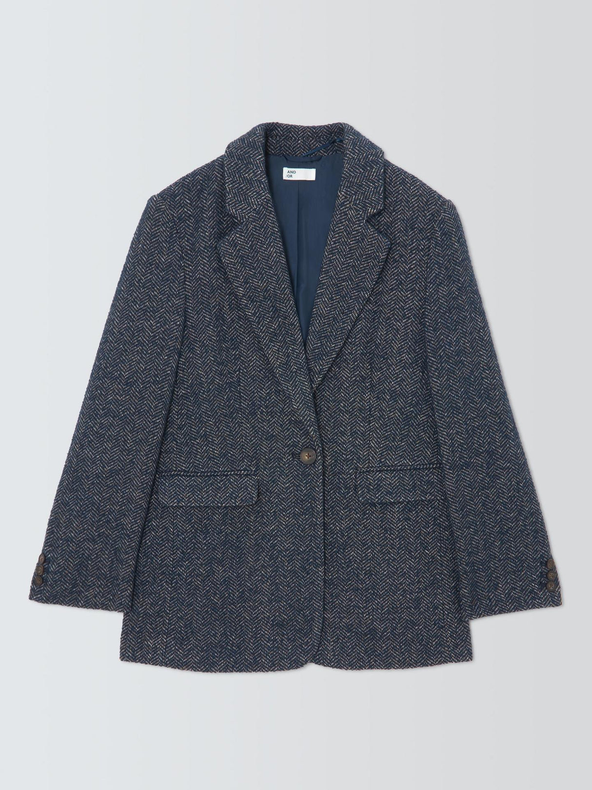 AND/OR Womens Single Button Regular Fit Herringbone Blazer - Size 18 - Blue