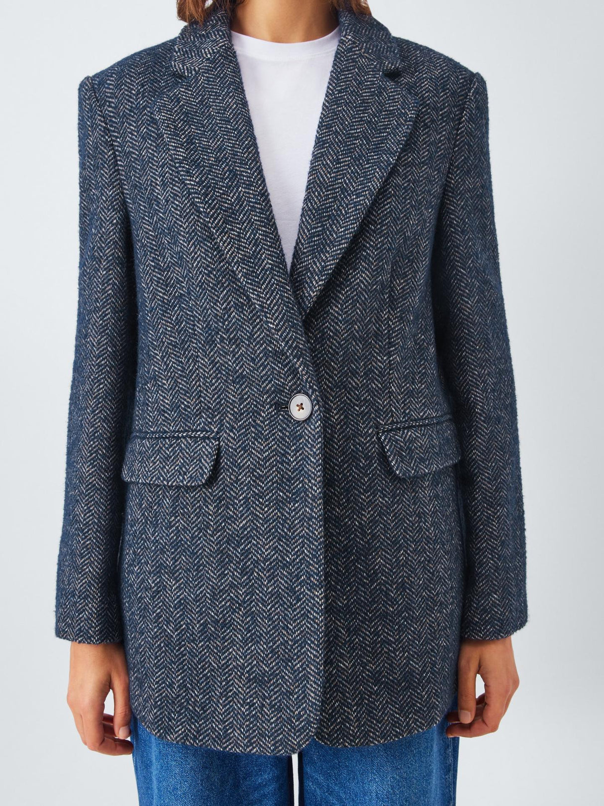 AND/OR Womens Single Button Regular Fit Herringbone Blazer - Size 18 - Blue