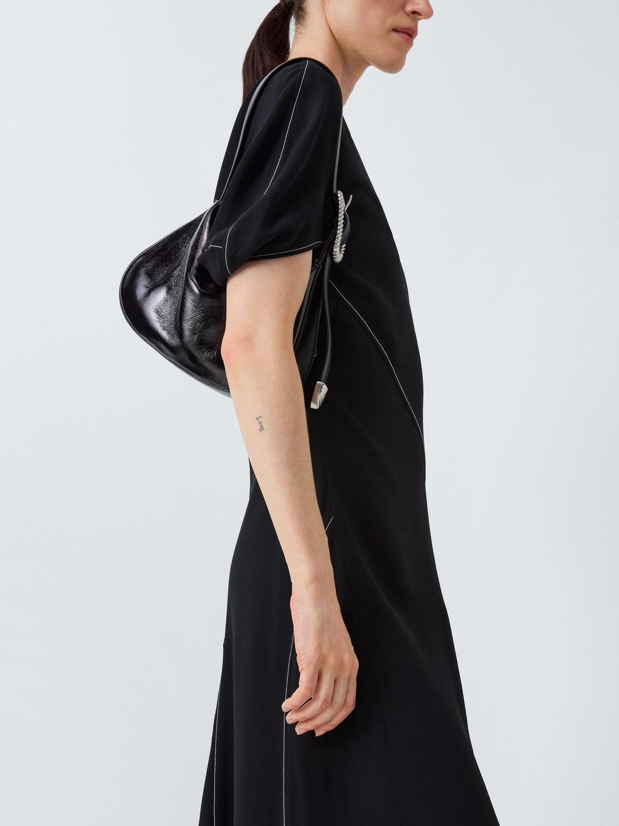 John Lewis x REJINA PYO Womens Fully Lined Plain Leather Grab Bag - Black