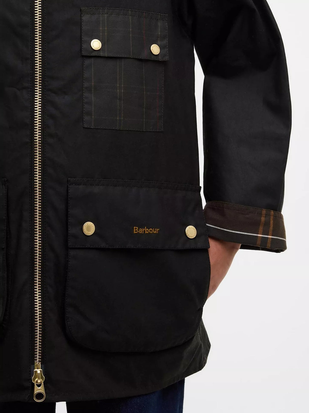 Barbour Women's Earlston Straight Cut Waxed Cotton Jacket - Black/Multi UK 8