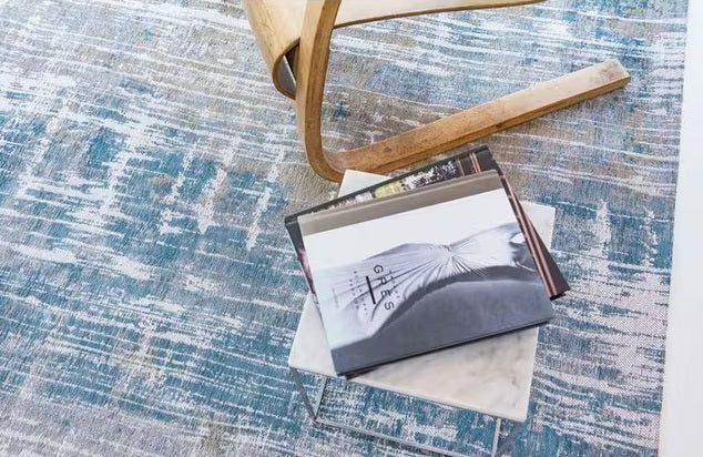 Louis De Poortere Abstract Streaks Rug L280 x W200cm - Long Island Blue