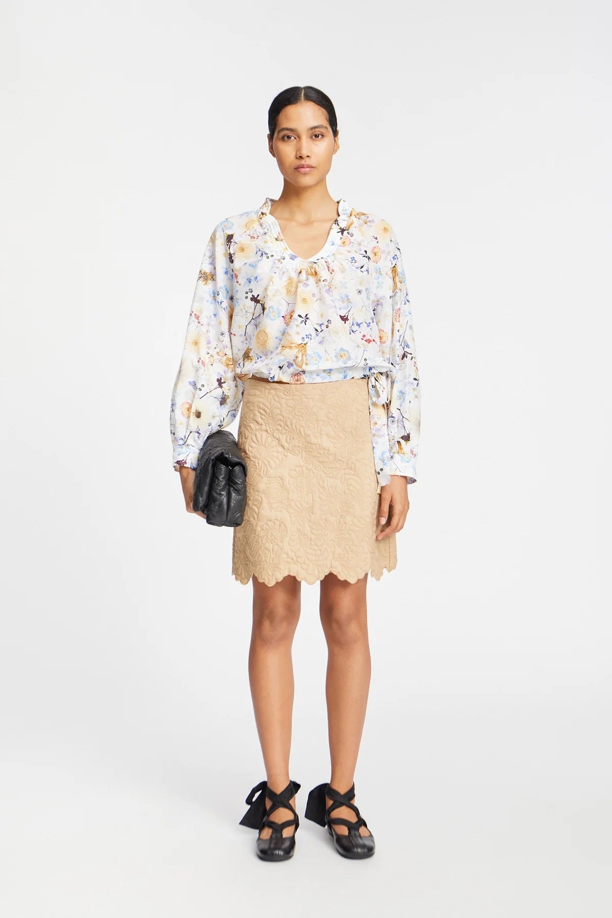 MUNTHE Women's Ferne Floral Loose Fit Blouse Top - Cream/Multi - EU 40/UK 12