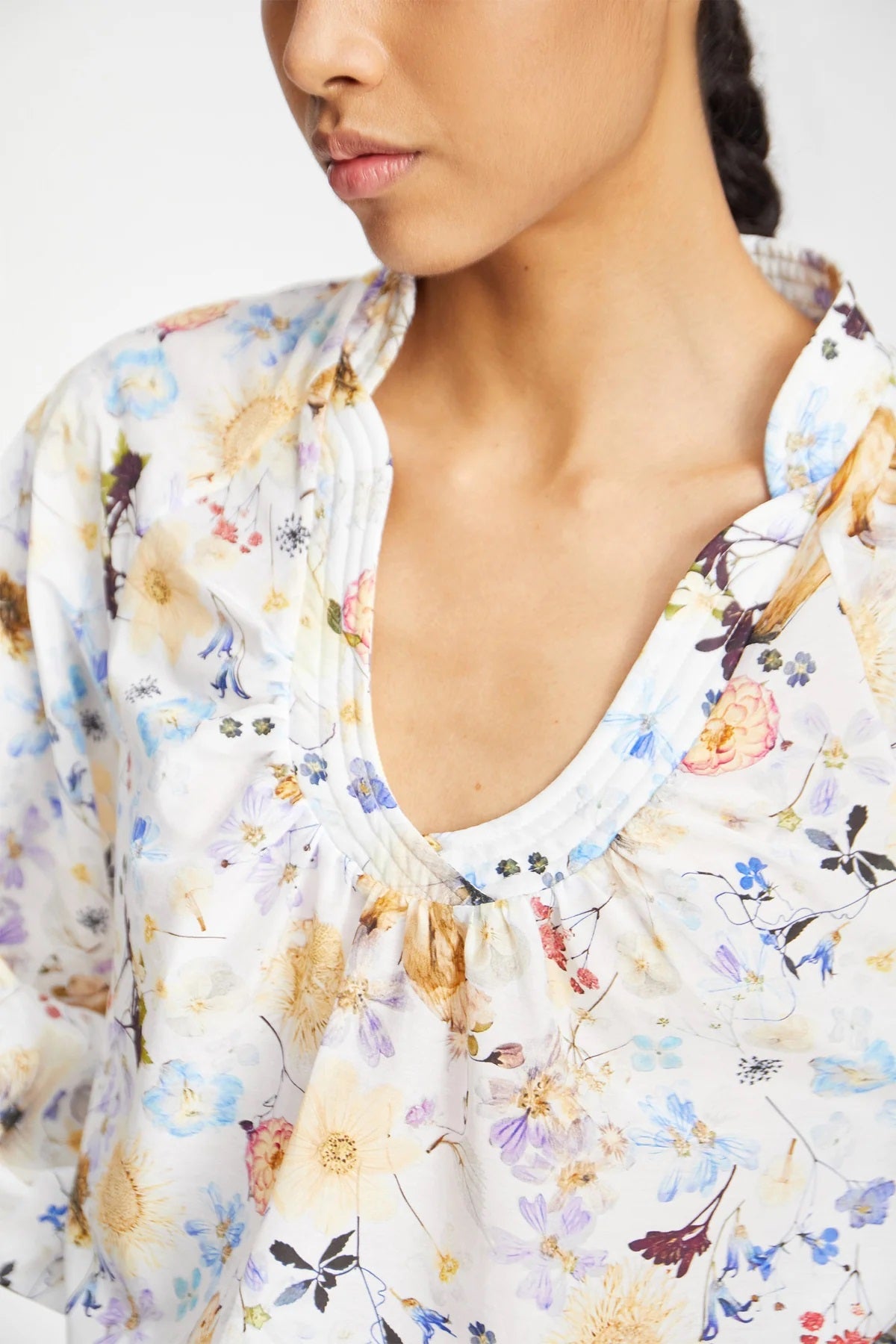 MUNTHE Women's Ferne Floral Loose Fit Blouse Top - Cream/Multi - EU 40/UK 12