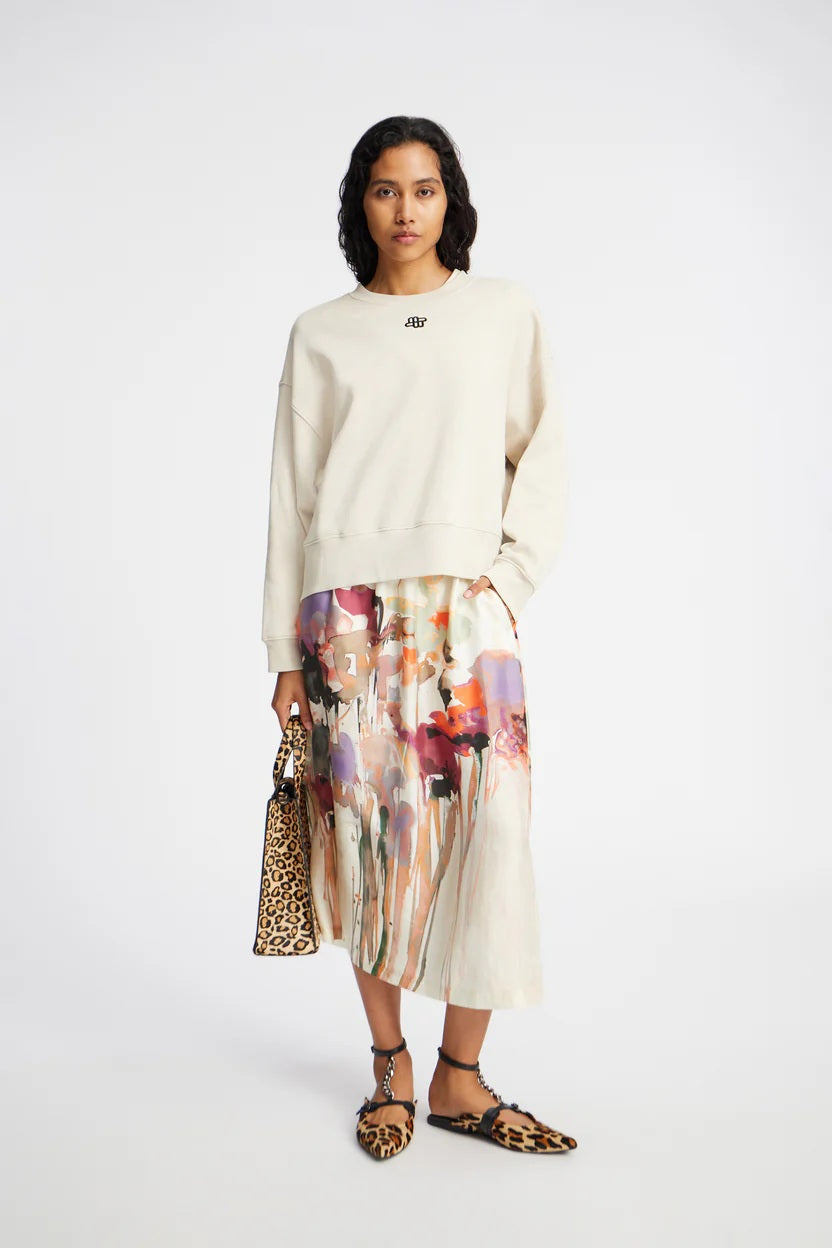 MUNTHE Aruma Abstract Silk Midi Skirt with Pockets - Multi - EU 38/UK 10