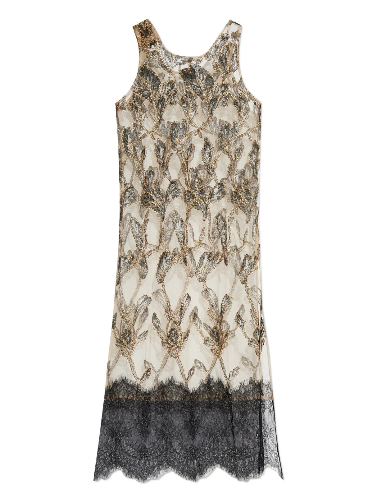 Munthe Women's Natural Lazo Floral-Lace Embellished Maxi Dress Size 44 Black