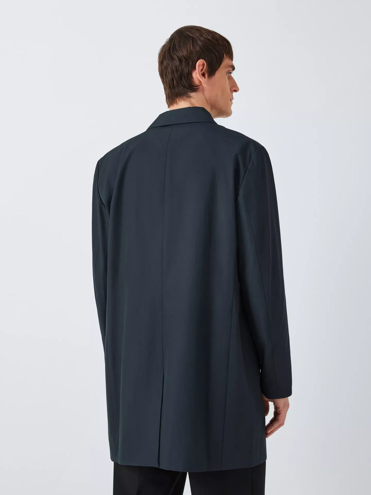 Kin Men's Tech Classic Mid-Length Cotton Blend Mac Coat - Navy Blue - Small