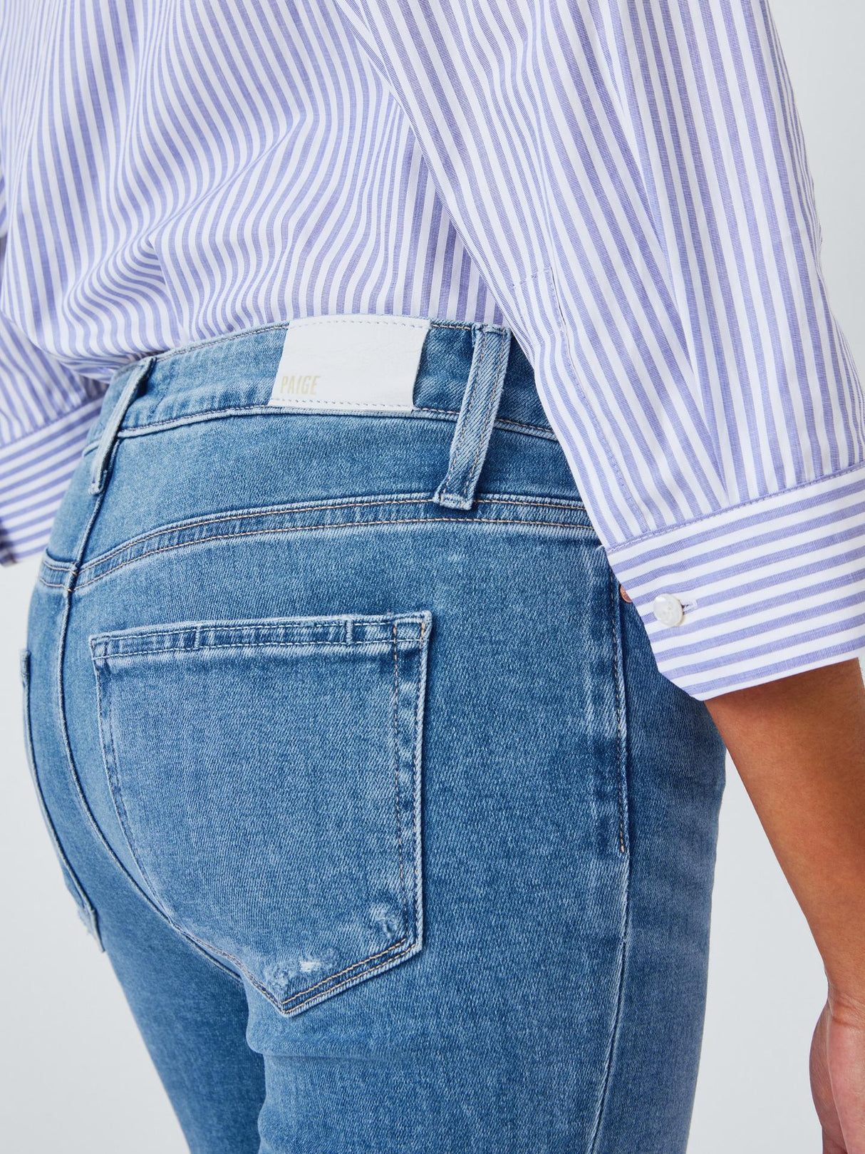 PAIGE High Rise Laurel Canyon Bootcut Jeans Rock Show Distress - Size 32