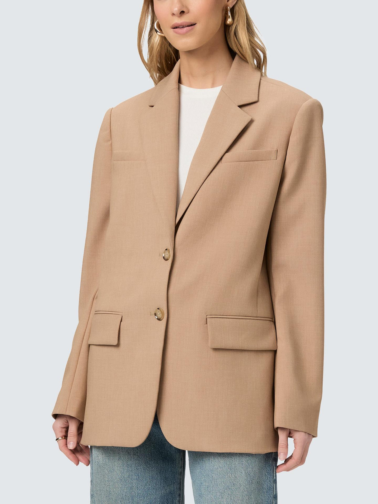 Paige Sarto Womens Single Breasted V-Neck Oversized Blazer Brown - Size16