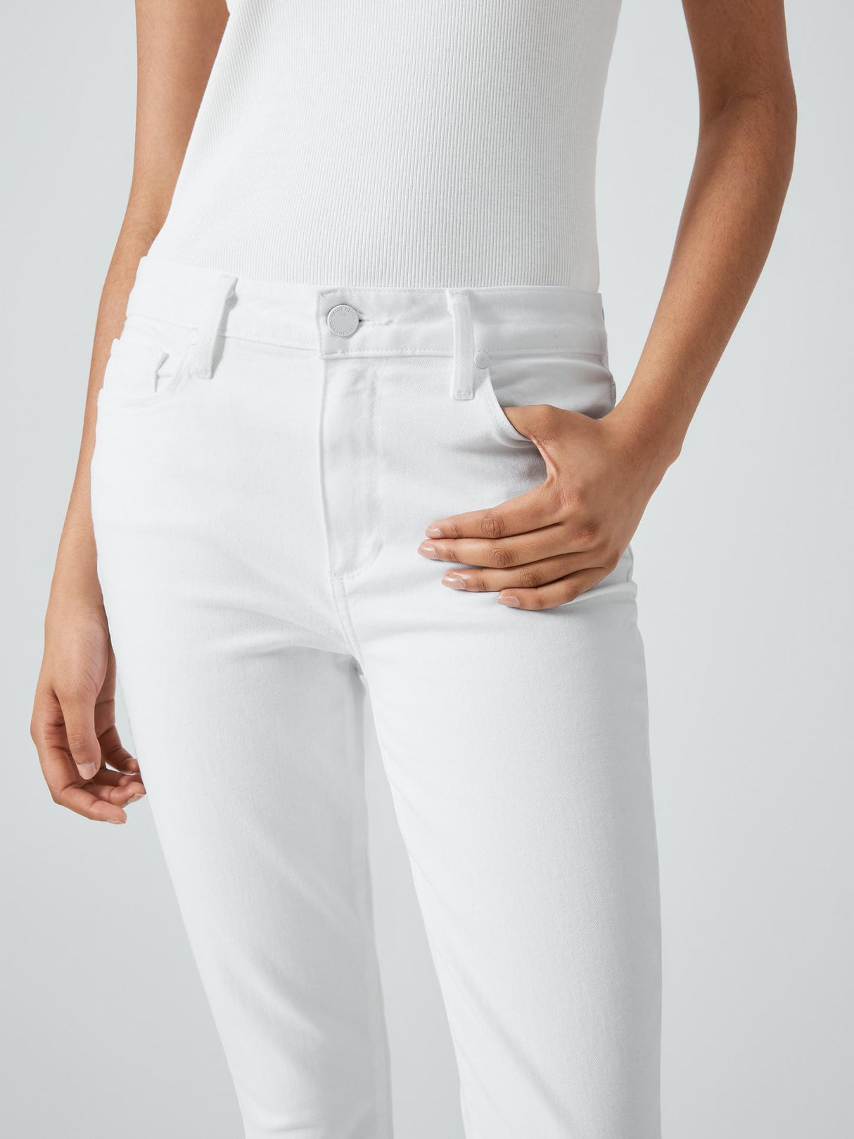 Paige Hoxton Womens High Rise Crop Cotton Skinny Jeans Crisp White - Size 8