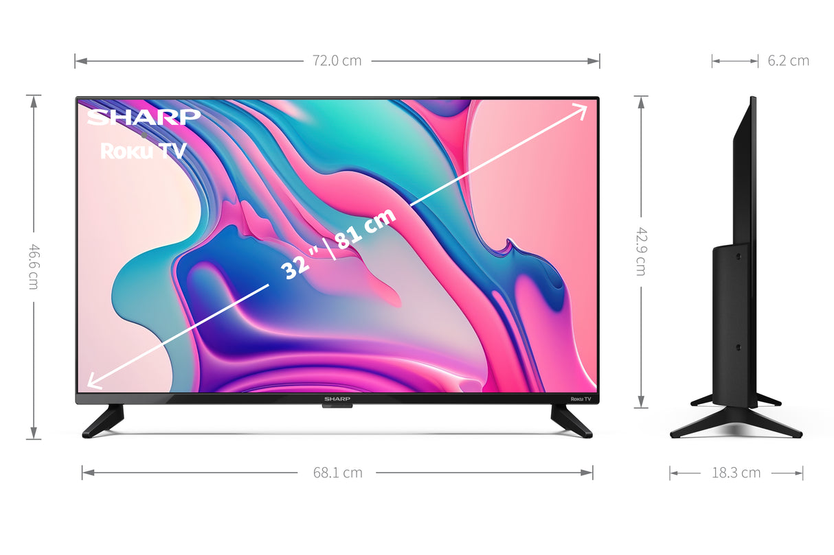 Sharp Roku 32FD2K  32" HD Ready Full HD Smart LED TV Freeview Play - Black