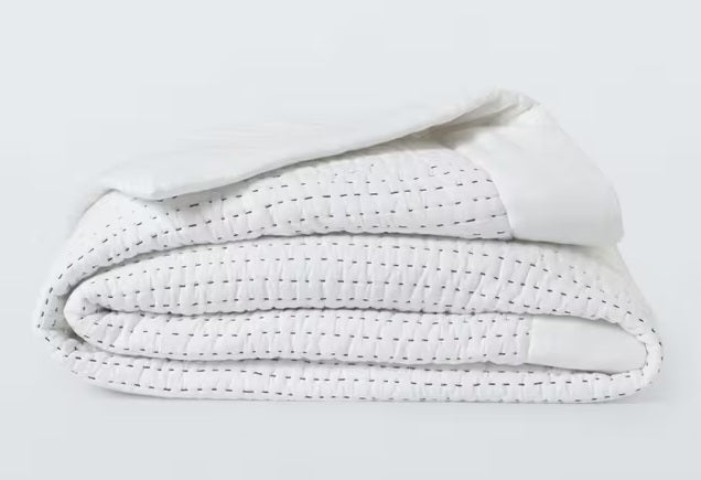 John Lewis Kantha Textured Gauze Stitch Cotton Bedspread 220 x 220cm - White