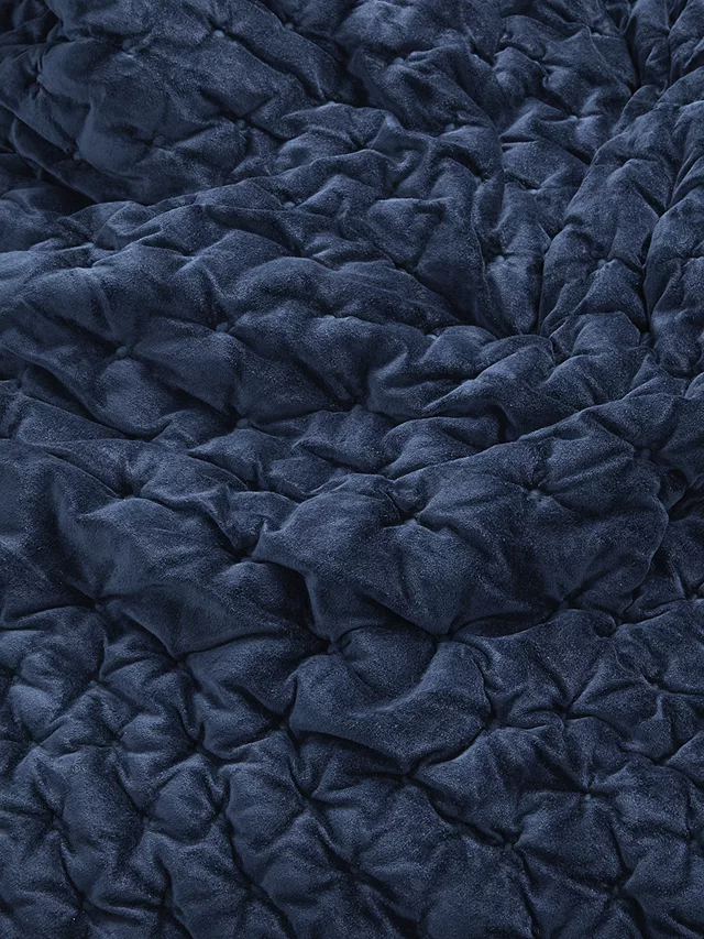 John Lewis Boutique Hotel Velvet Stitch Throw L260 x W250cm - Navy - Kazoop