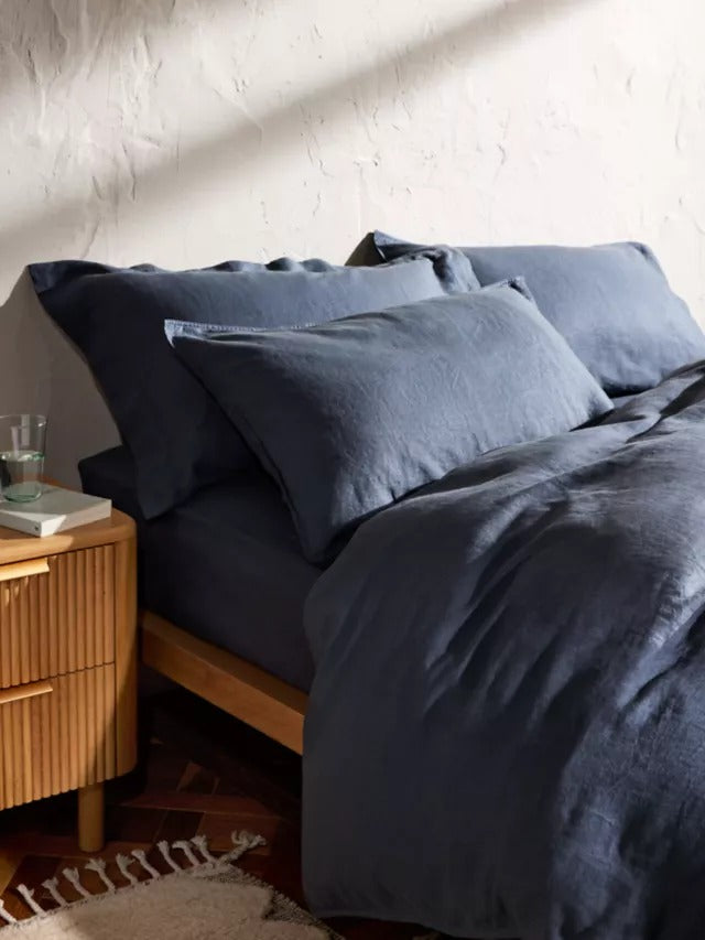 John Lewis Comfy & Relaxed Washed Linen King Duvet Cover - Denim Blue - Kazoop