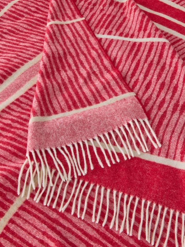 John Lewis X CollagerieIkat Stripe Merino Wool Throw L185 x W140 Bright Red