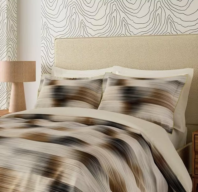 Harlequin Oscillation Striped Charcoal/Multi Cotton Duvet Cover Set - King
