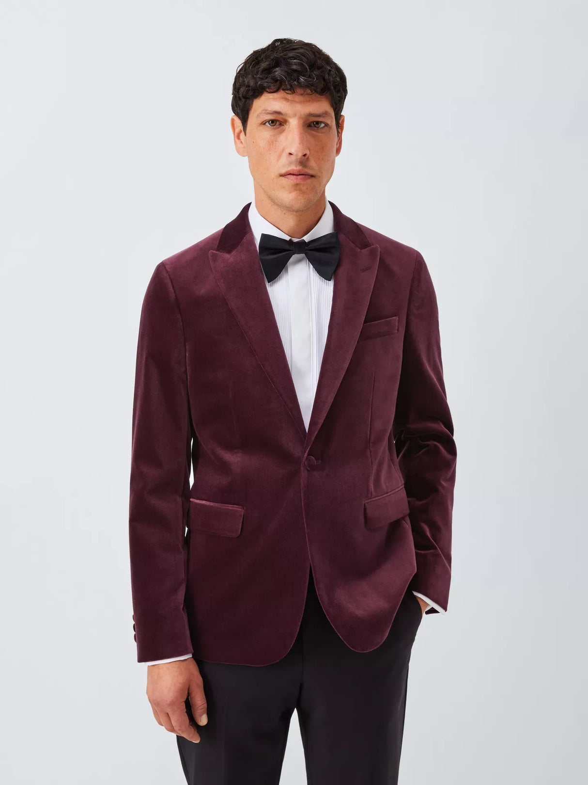 John Lewis Men's Slim Fit Single Breasted Cotton Velvet Blazer - Grape 40R