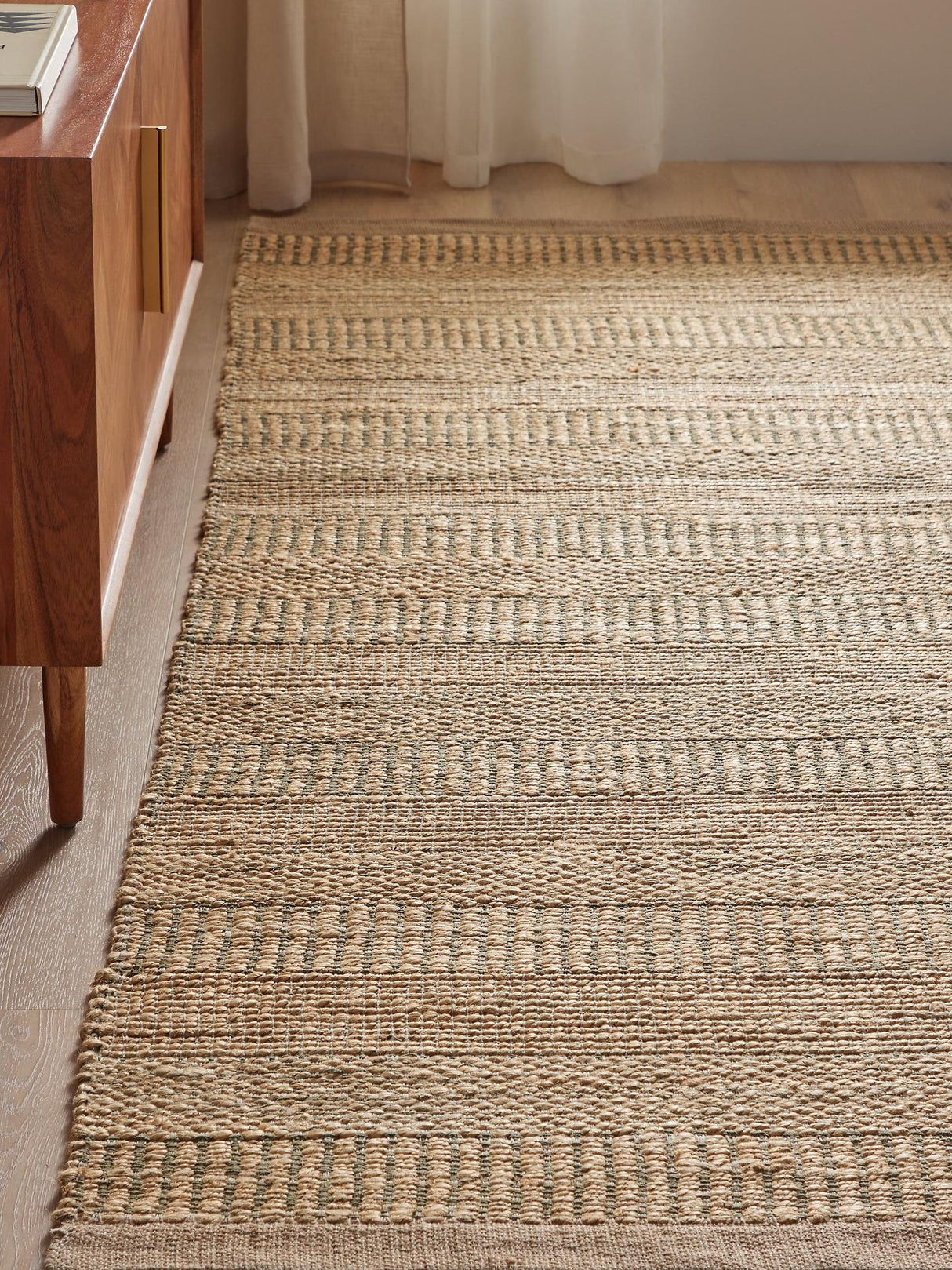 John Lewis Hand Woven Rectangular Jute Grained Rug L240 x W170 cm - Green