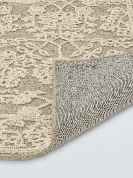 John Lewis Madeline Traditional Floral Wool Rich Rug L180 x W120cm - Oatmeal