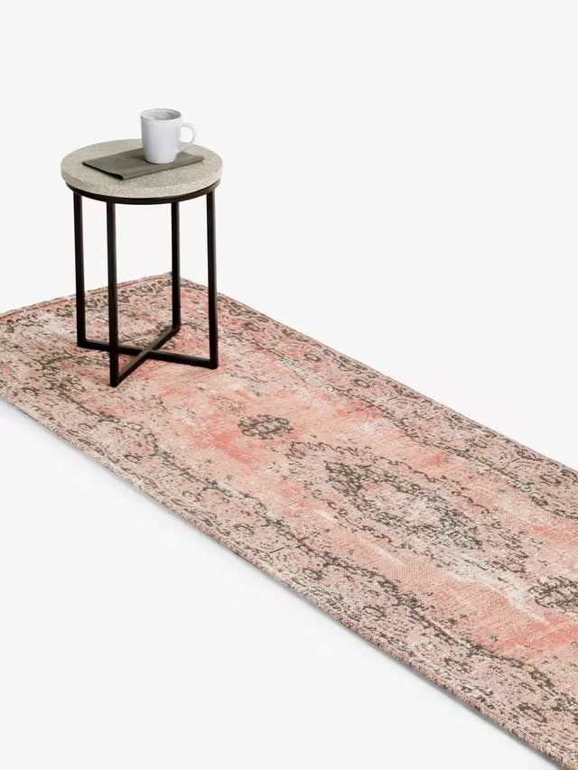 John Lewis Jaipur Traditional Cotton Blend Runner Rug 240 x 70cm - Pink