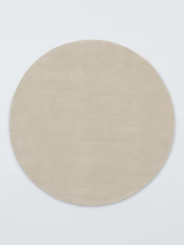 John Lewis Luxury Deep Pile Hand Woven Round Pure Wool Rug 180cm - Natural