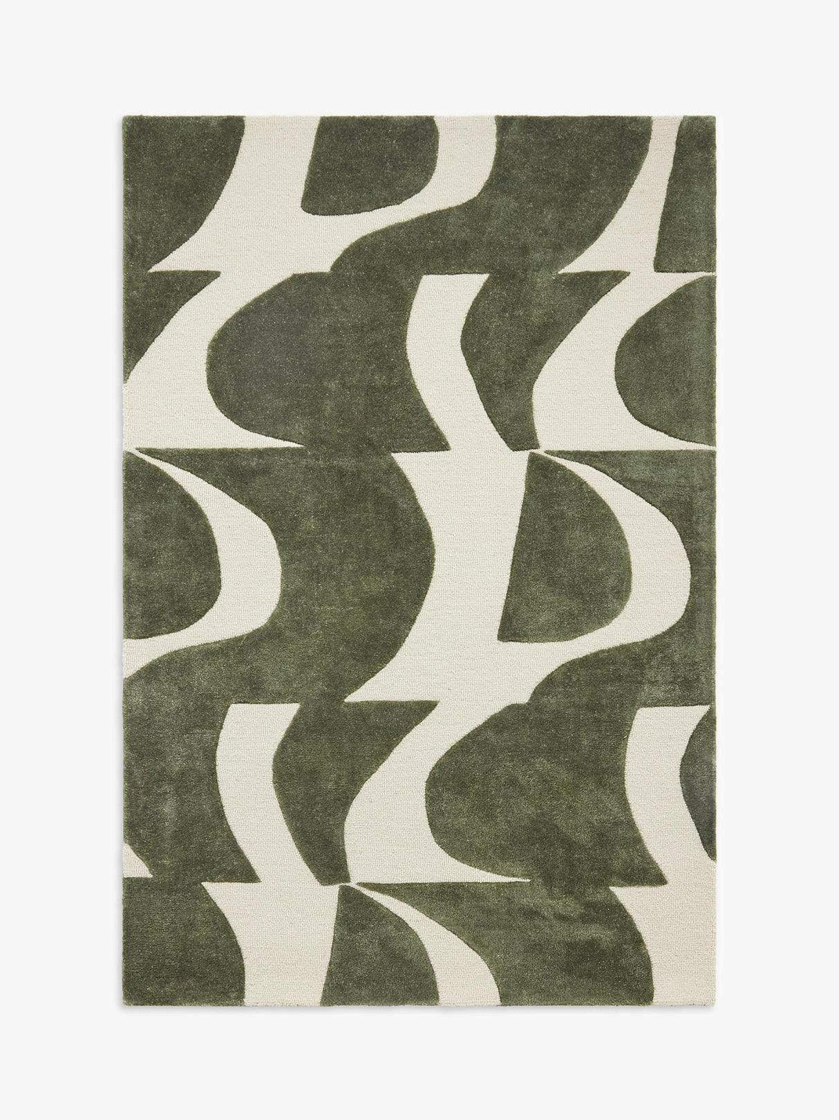 John Lewis Mellea Rectangular Hand Tufted Broken Wave Rug Green L240 x 170cm