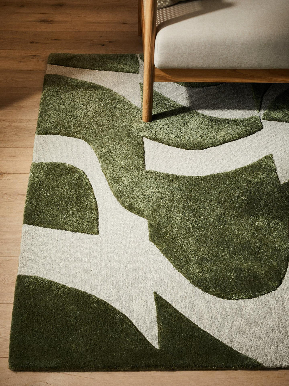 John Lewis Mellea Rectangular Hand Tufted Broken Wave Rug Green L240 x 170cm