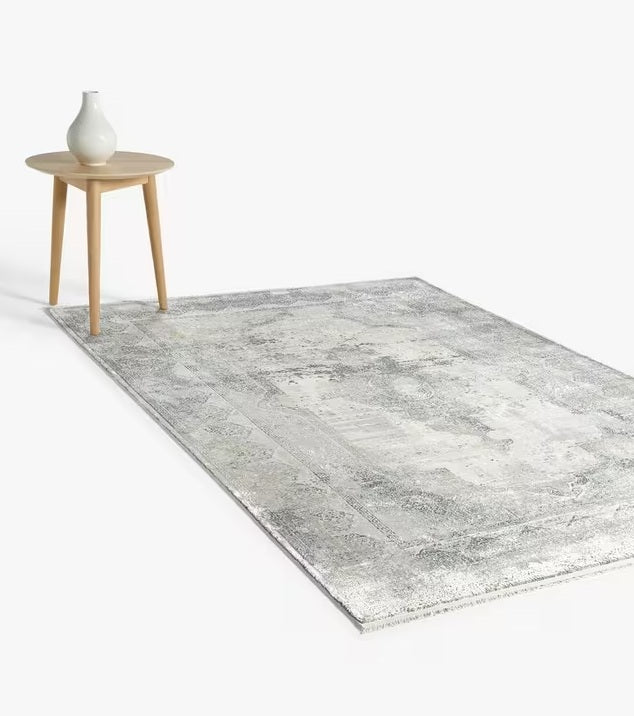 Gooch Luxury Distressed Traditional Medallion Rug L180 x W120cm - Silver
