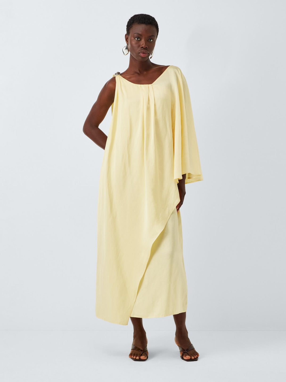 John Lewis Editions Linen Tencel Blend Clasp Detail Dress Pale Yellow - 10