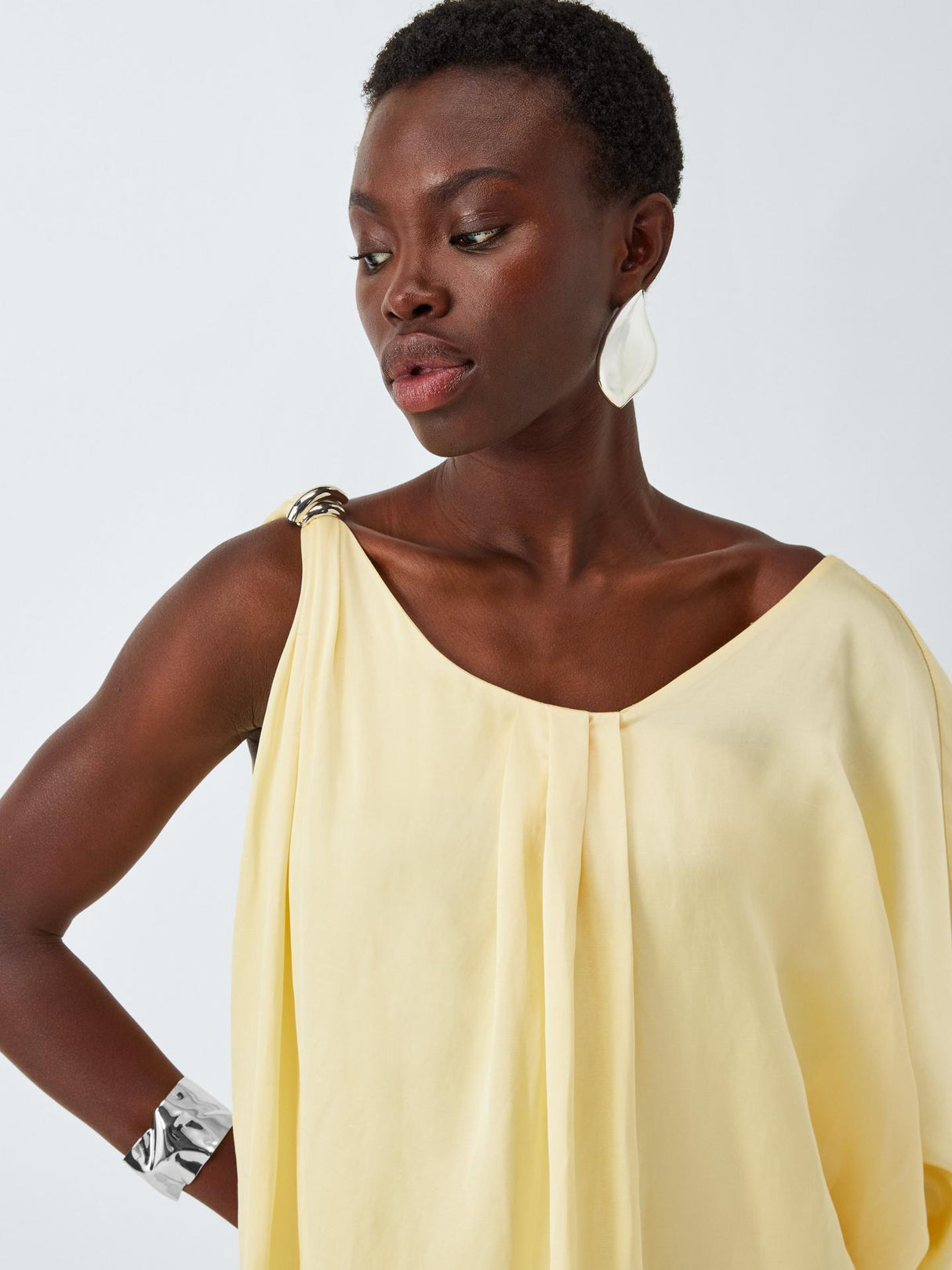 John Lewis Editions Linen Tencel Blend Clasp Detail Dress Pale Yellow - 10