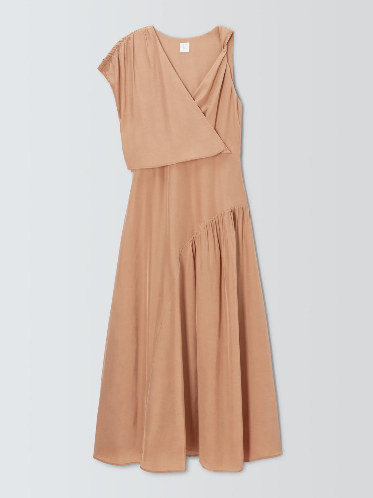 John Lewis Editions Drape Twist Silk Tencel Blend Maxi Dress Café Au Lait 18