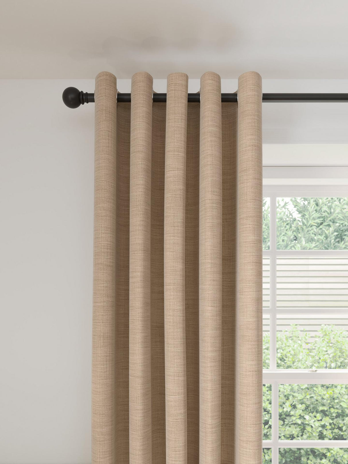 John Lewis Chenille Blackout Lined Eyelet Curtains Warm Natural W167 x 228cm