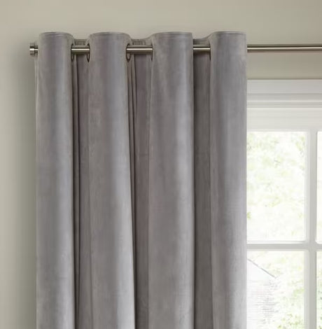 John Lewis Velvet Pair Lined Eyelet Curtains W167 x Drop 228cm - Silver