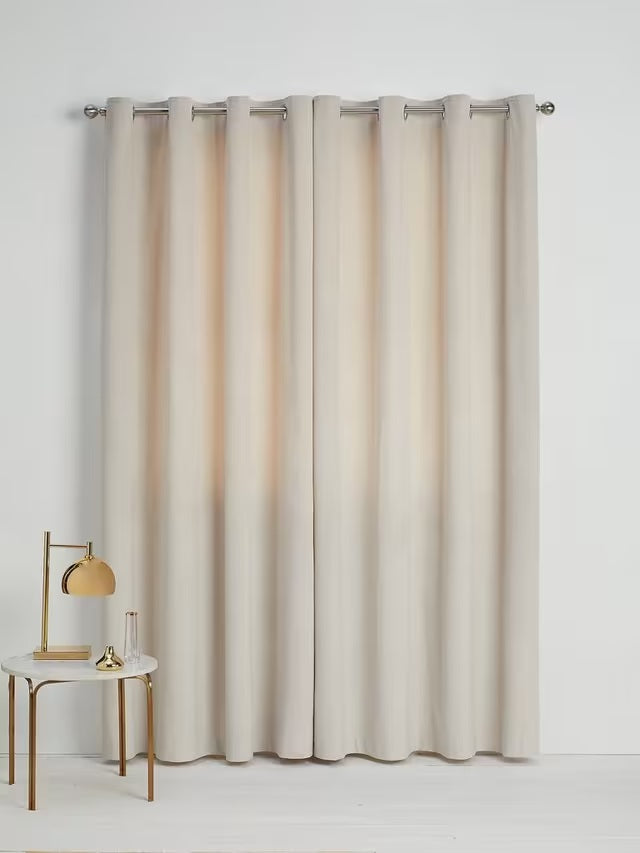 John Lewis Velvet Pair Lined Eyelet Curtains W228 x Drop 228cm - Champagne