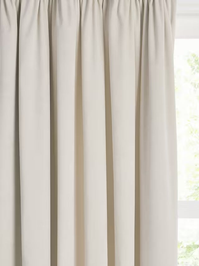 John Lewis Velvet Pair Lined Pencil Pleat Curtains W167 x D182cm - Champagne