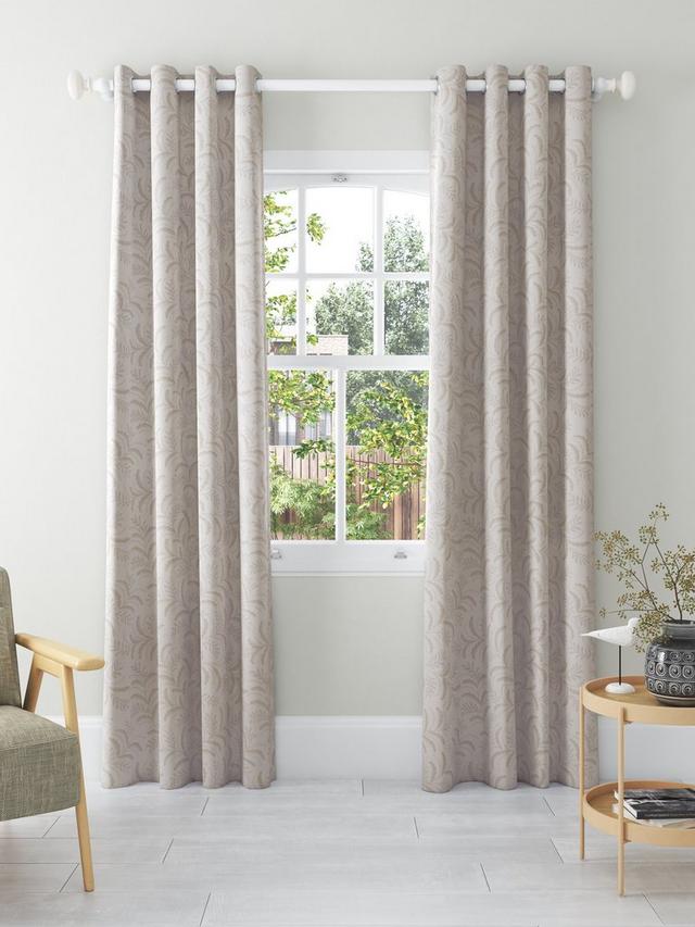 John Lewis Jouvene Blackout/Thermal Eyelet Curtains W167 x D182cm - Natural