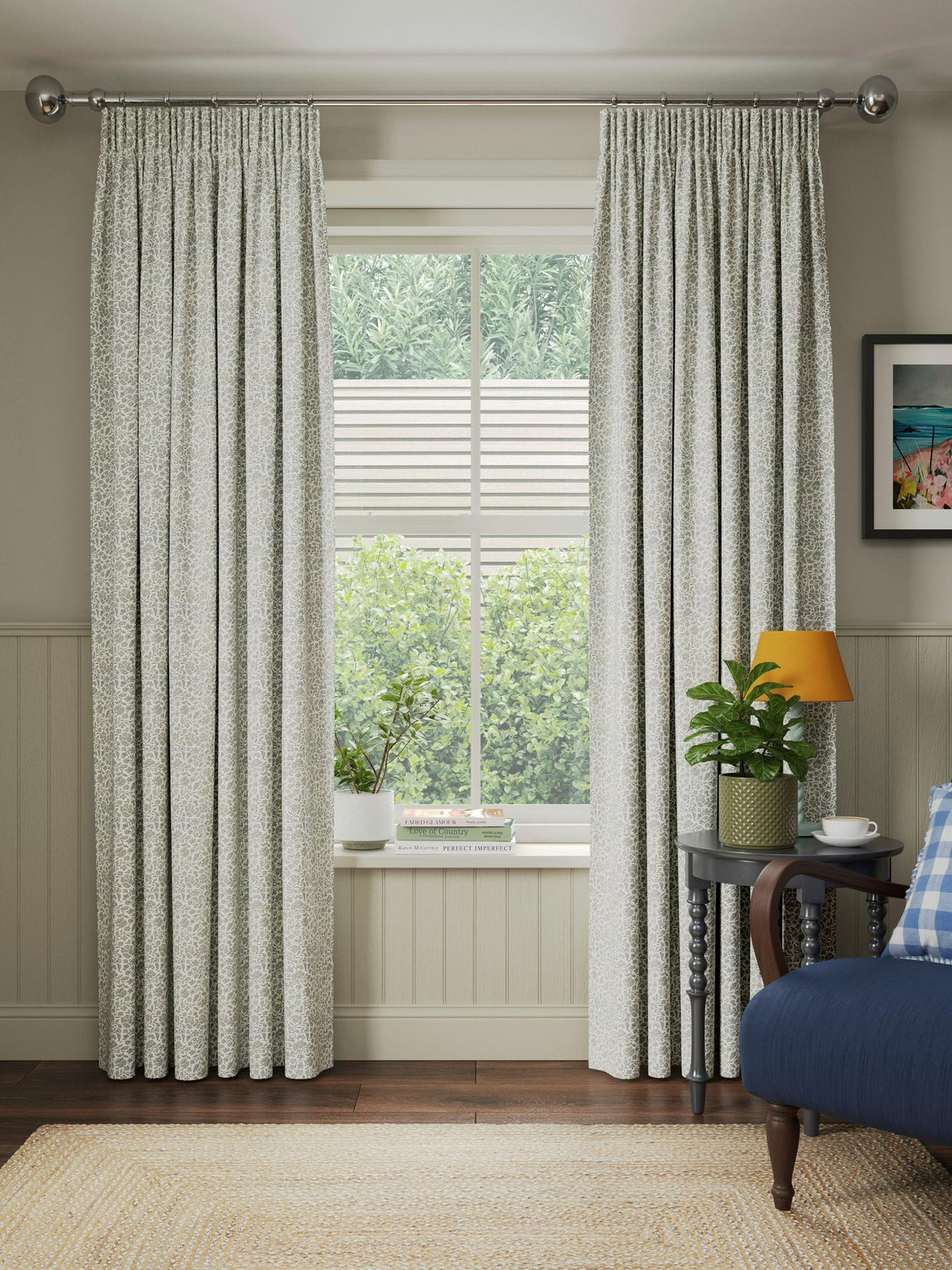 John Lewis Amara Print Blackout/Thermal Lined Pencil Pleat Curtains 228cm
