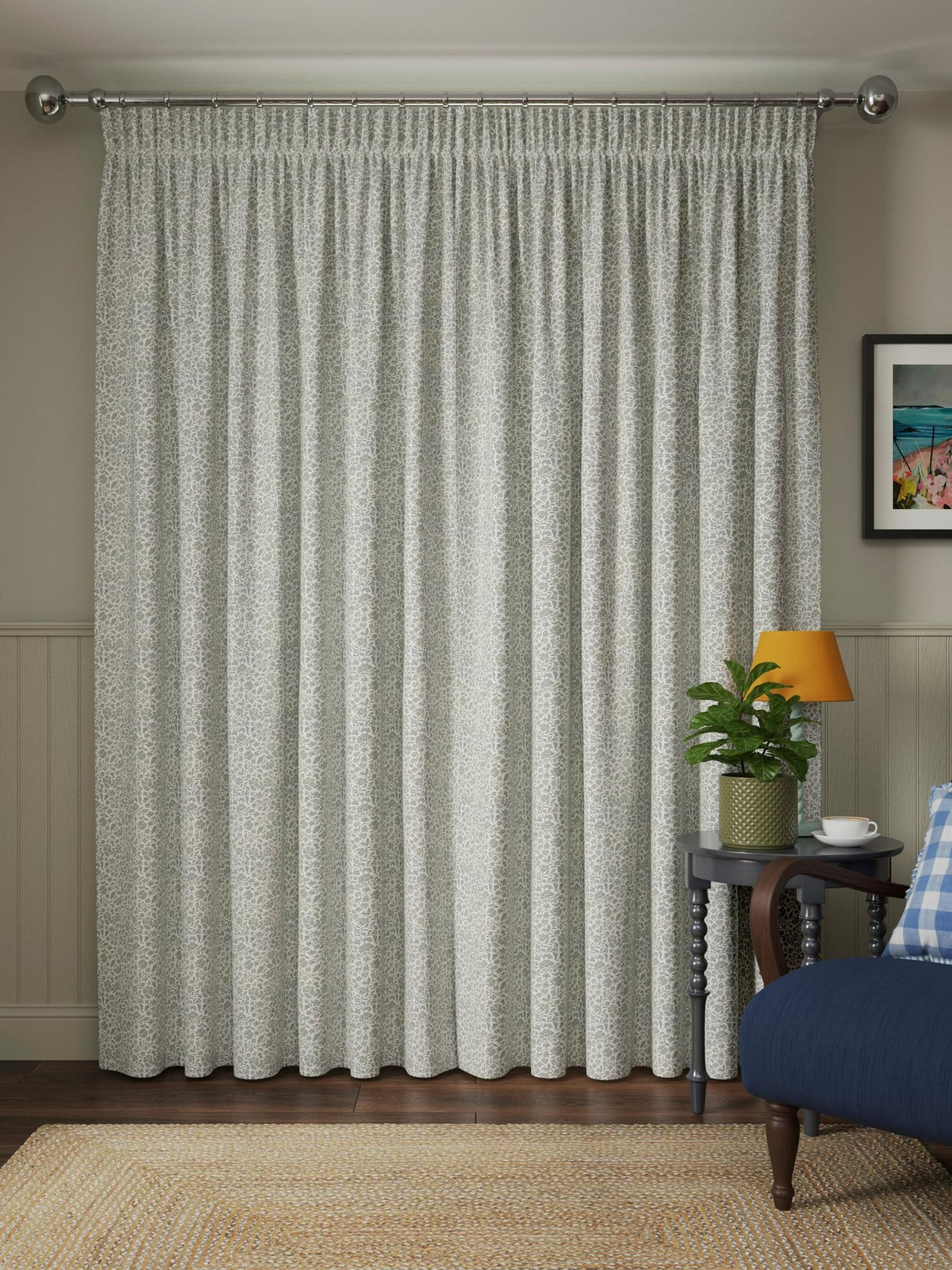 John Lewis Amara Print Blackout/Thermal Lined Pencil Pleat Curtains 228cm