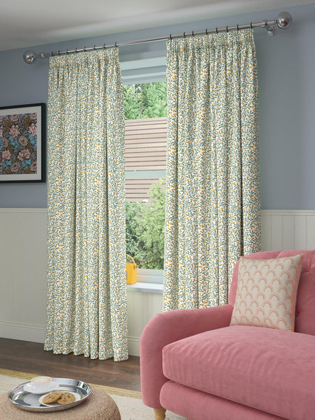 John Lewis Eloise Print Blackout Lined Pencil Pleat Curtains - W228 x 182cm